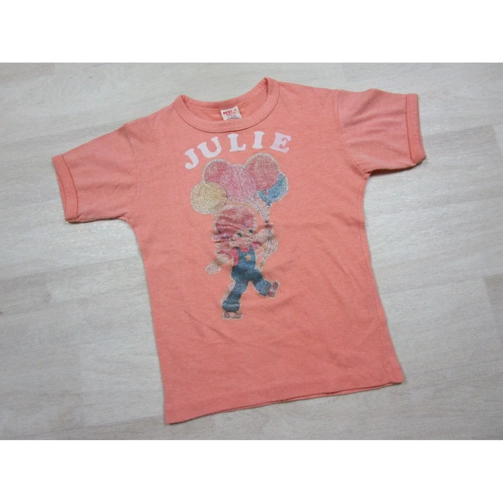 Vintage 70s Glitter Iron T-Shirt On Kids Youth (S) Personalized Julie Name Tee